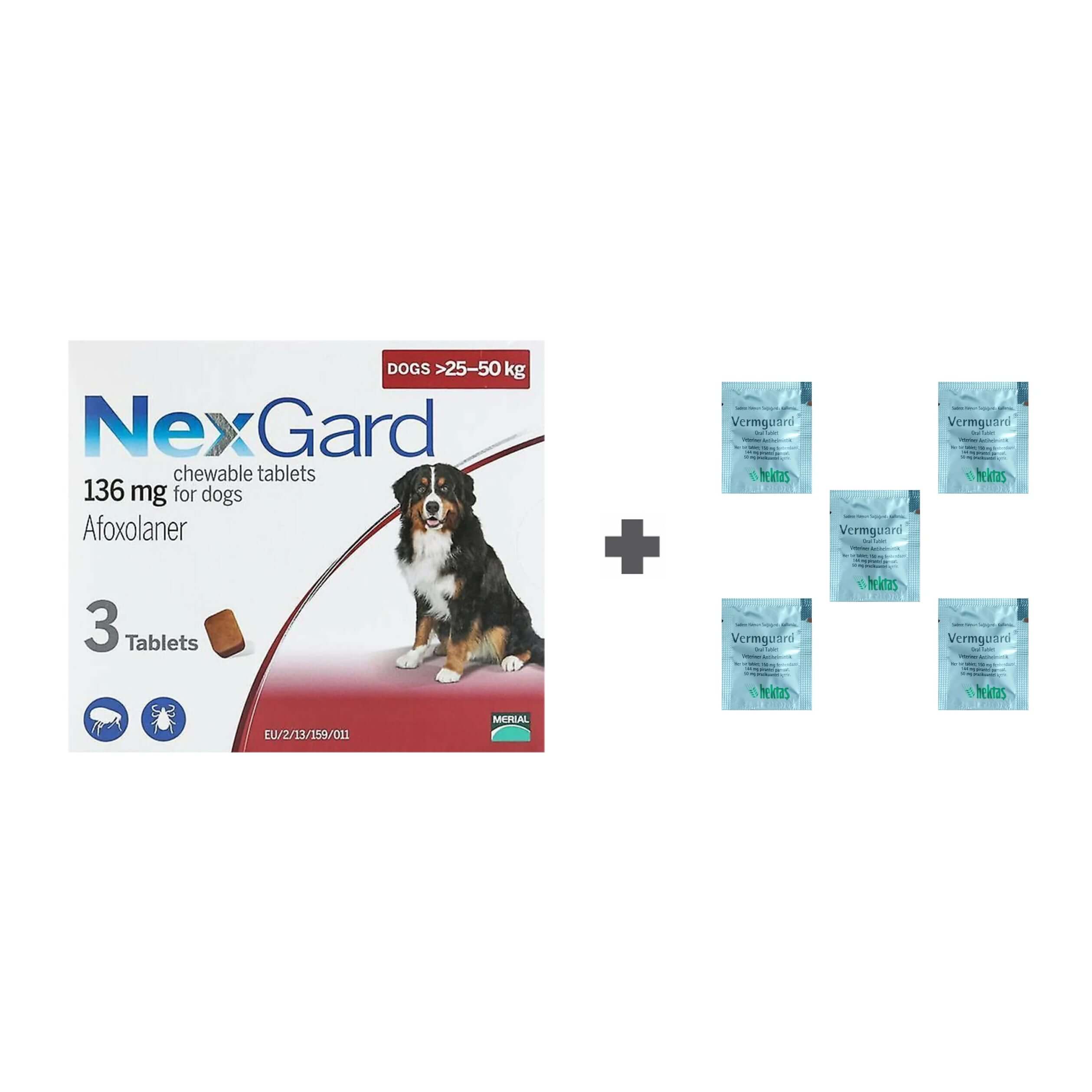 Nexgard 25-50 kg Köpekler İçin Dış Paraziter + Vermguard Kedi Köpek İç Parazit