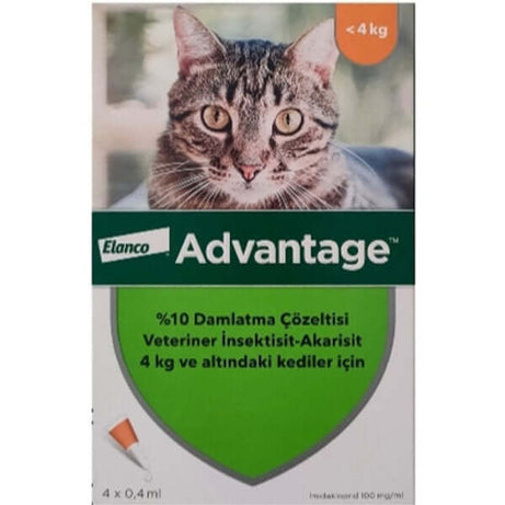 Advantage (Elanco) Ense Damlası / 0-4 Kg Kediler için Dış parazit / 4 Pipet