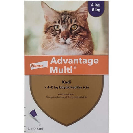 Advantage Multi (Elanco) Ense Damlası / 4-8 Kg kediler için / 3 pipet